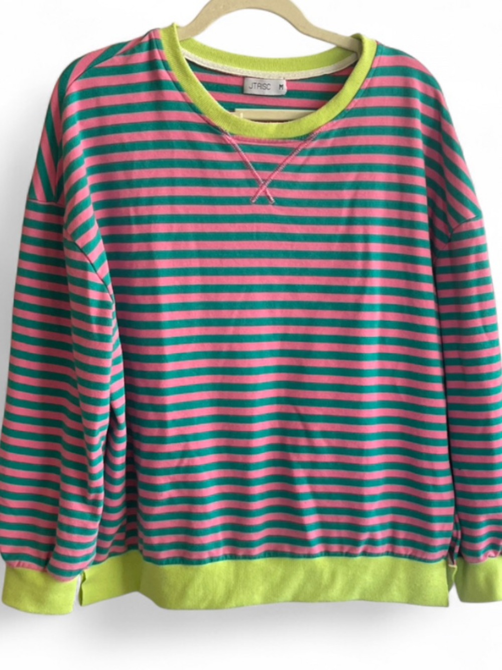 ARITZIAstyle Neon Cotton Longsleeve- Turquoise  Lime Green Pink -  M
